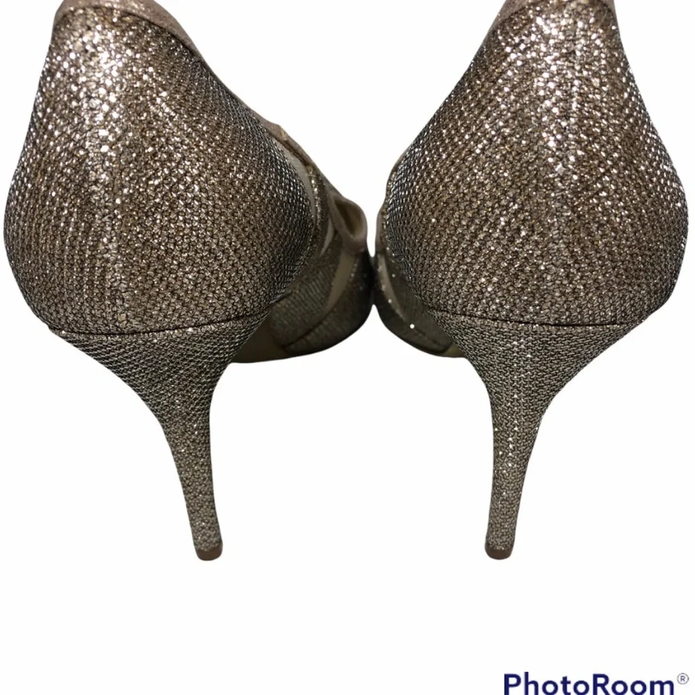 Gold glitter cut out stiletto heels 9 1/2 M - Picture 8 of 10
